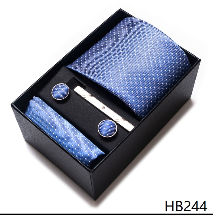 100% Silk Brand Tie with Cufflink Set For Men