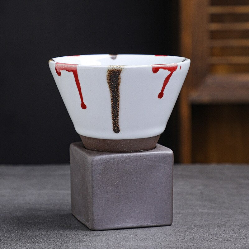 Creative Stylish Ceramic Coffee Cup / Rough Pottery Tea Cup / Japanese Latte Pull Flower Porcelain Cup