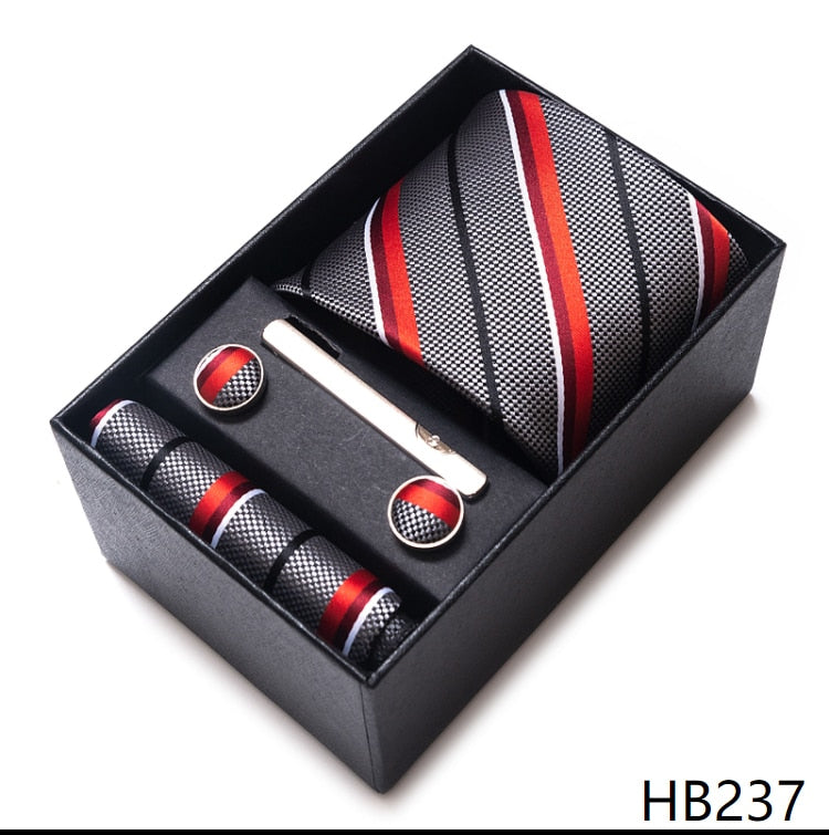 100% Silk Brand Tie with Cufflink Set For Men