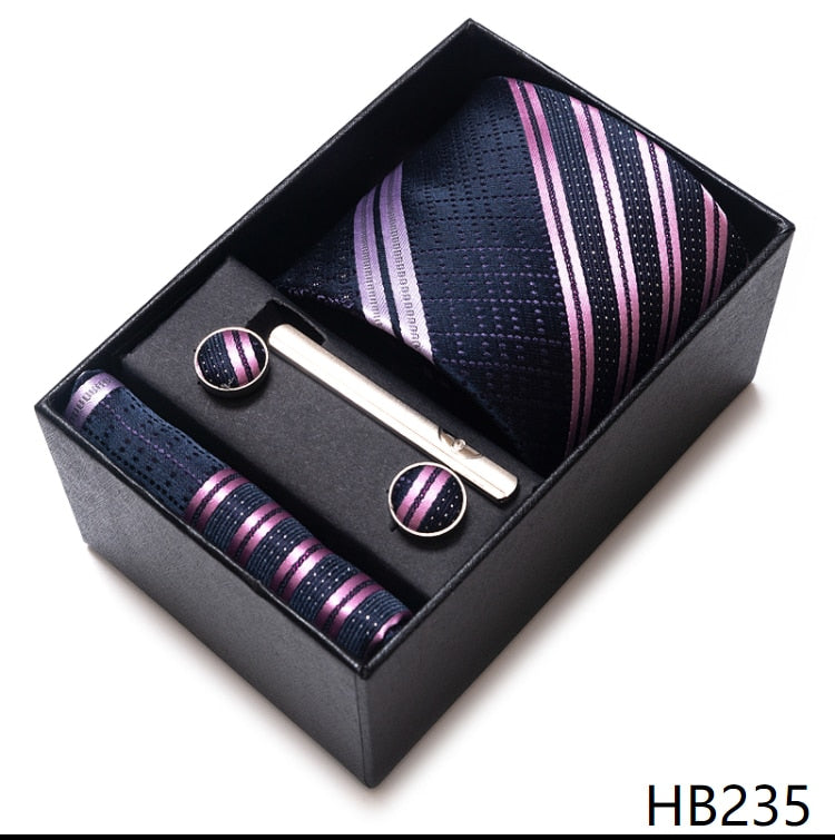 100% Silk Brand Tie with Cufflink Set For Men