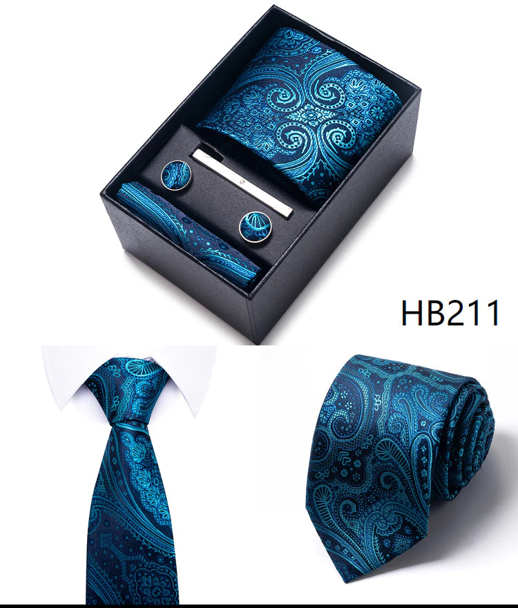 100% Silk Brand Tie with Cufflink Set For Men